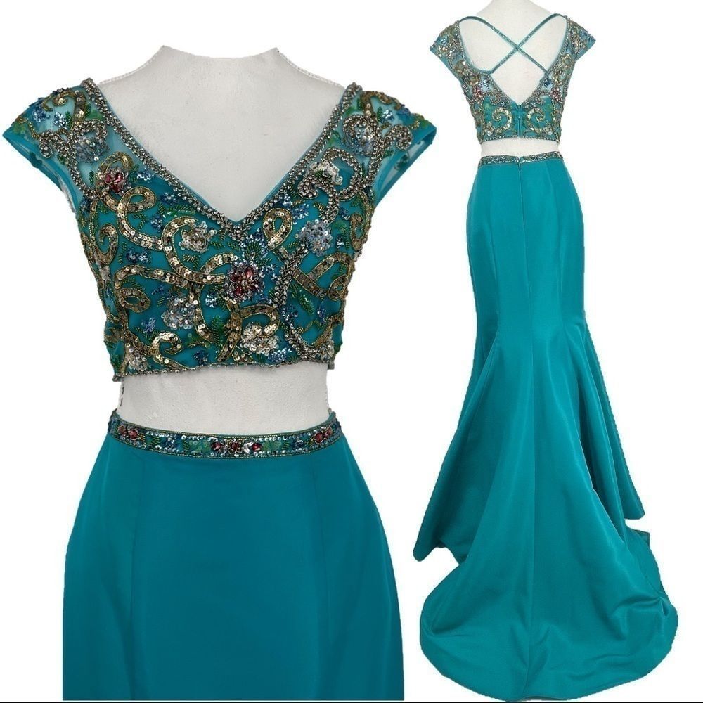 Sherri Hill beaded two piece evening gown